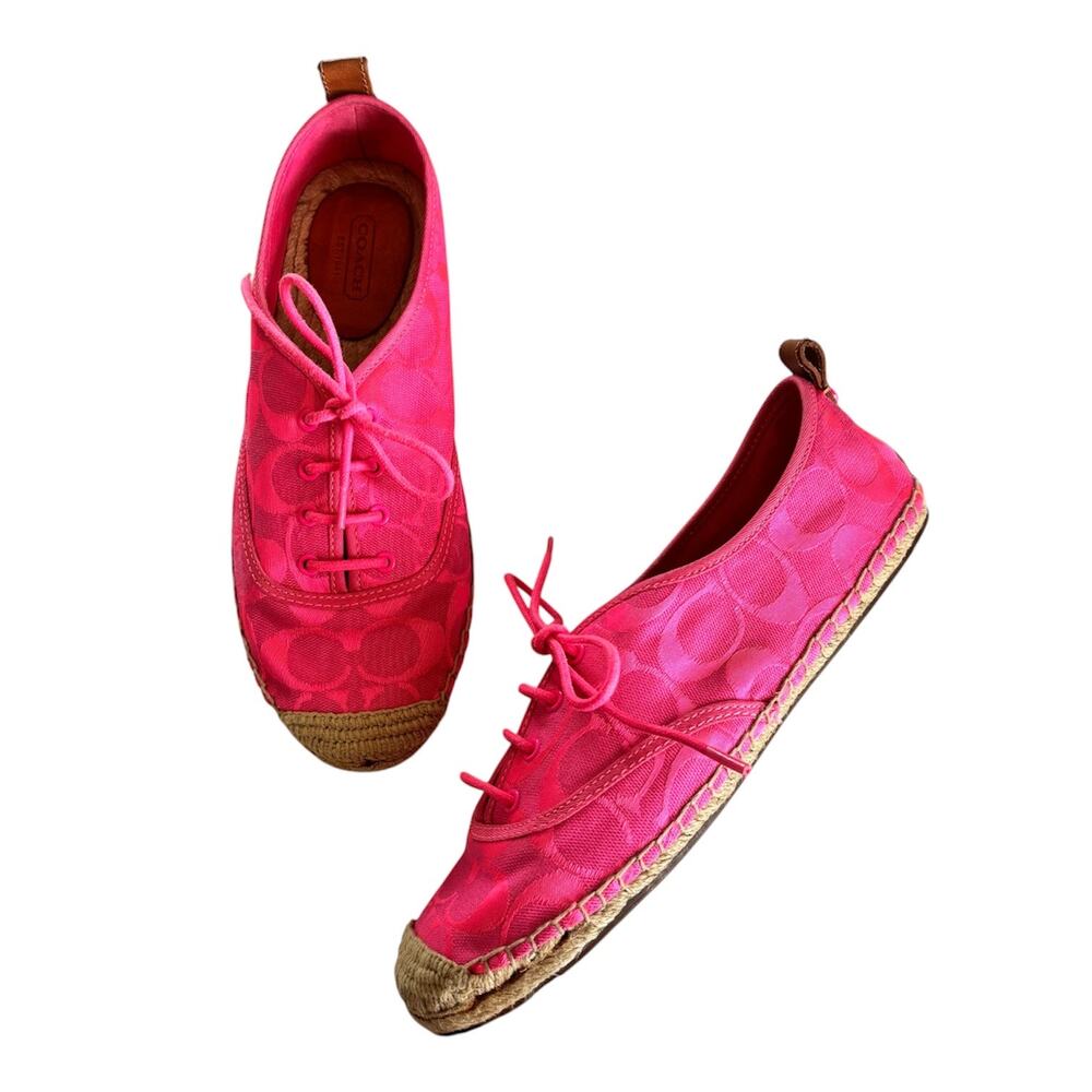 COACH Ramira Hot Pink Espadrille Flats Lace Up Sneakers Women’s Size 7.5 NEW